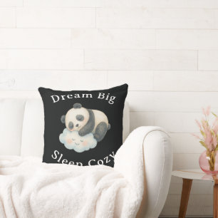Cute Sleepy Panda on Cloud Watercolor Cushion