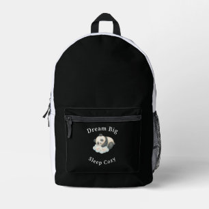 Cute Sleepy Panda on Cloud Watercolor Printed Backpack