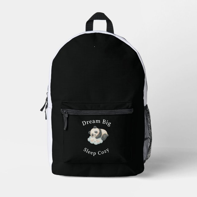 Cute Sleepy Panda on Cloud Watercolor Printed Backpack (Front)