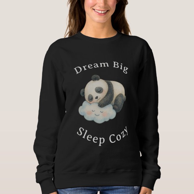 Cute Sleepy Panda on Cloud Watercolor Sweatshirt (Front)