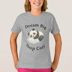 Cute Sleepy Panda on Cloud Watercolor T-Shirt
