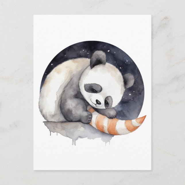 Cute Sleepy Panda Postcard (Front)