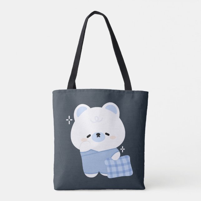 Cute Sleepy Polar Bear Tote Bag (Back)