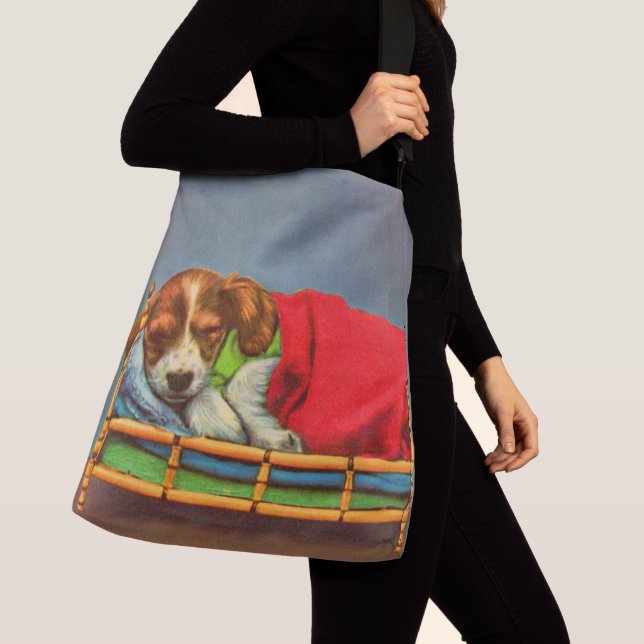 cute sleepy puppy crossbody bag (Close Up)