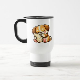 Cute Sleepy Puppy with Pillow Travel Mug
