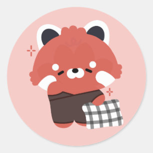 Cute Sleepy Red Panda Classic Round Sticker