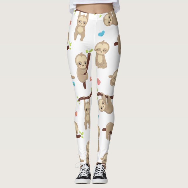 Cute Sleepy Sloth Leggings (Front)