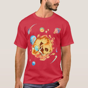 Cute Sleepy Space Akita Dog Graphic  T-Shirt