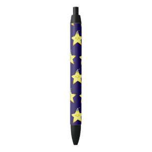 Cute Sleepy Star Cartoon Illustration Black Ink Pen