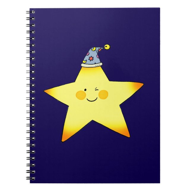 Cute Sleepy Star Cartoon Illustration Notebook (Front)