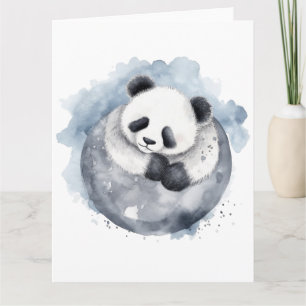 Cute Sleepy Watercolor Panda Card