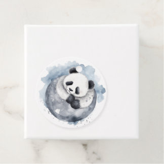 Cute Sleepy Watercolor Panda Favour Tags