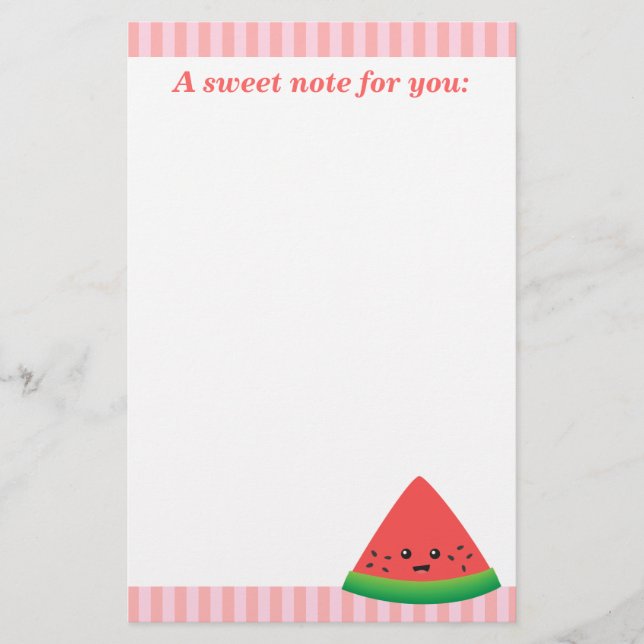 Cute Slice of Watermelon Stationery (Front)