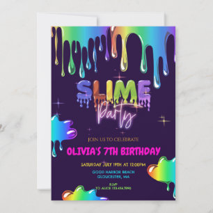 Cute Slime Birthday Invitation
