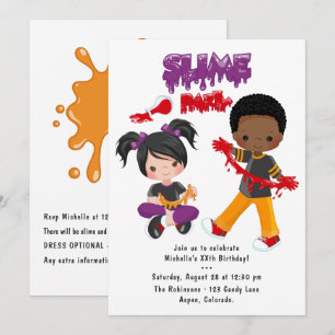 Cute Slime Party Birthday Invitation