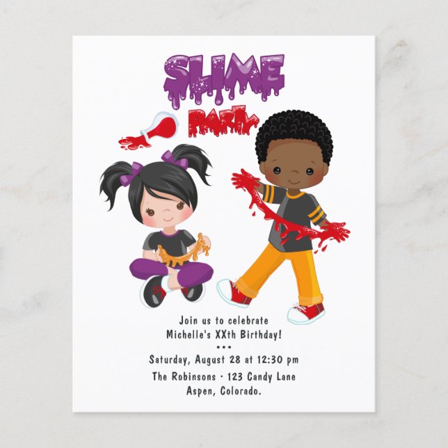 Cute Slime Party Birthday Invitation Flyer (Front)