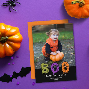 Cute Slimy Boo! Halloween Photo Holiday Card
