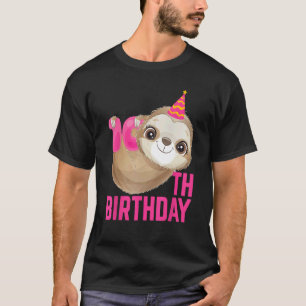 Cute Sloth 10th Birthday 10 Year Old Sloth Lover B T-Shirt