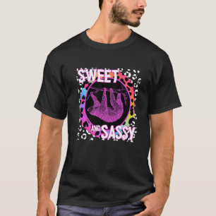 Cute Sloth 90s Nostalgia Rainbow Leopard Print Tro T-Shirt