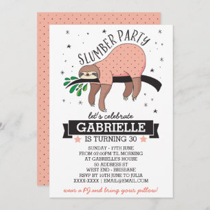 Cute Sloth Adult Slumber Party Invitation