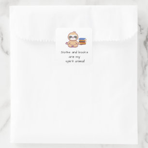 cute sloth and books square sticker