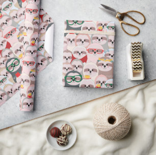 Cute Sloth Animal Cartoon Funny Animal Wrapping Paper