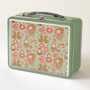 Cute sloth animal metal lunch box