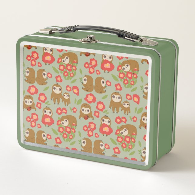 Cute sloth animal metal lunch box (Front)