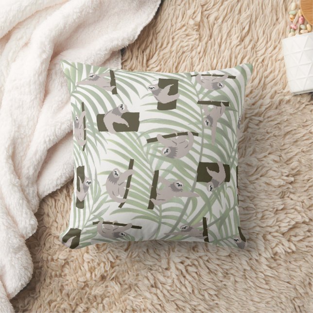 Cute Sloth Animal Pattern in Wild Forest Cushion (Blanket)