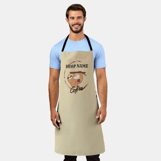 Cute sloth animals coffee Tea custom Shop name Apron (Worn)