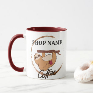 Cute sloth animals coffee Tea custom Shop name Mug