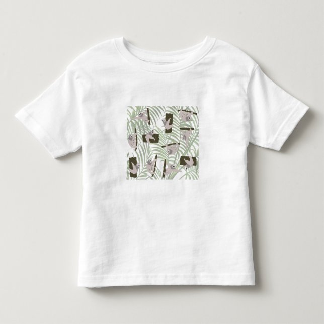 Cute Sloth Animals Pattern in Wild Forest Toddler T-Shirt (Front)