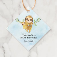 Cute Sloth Baby Shower Favour Gift Tag