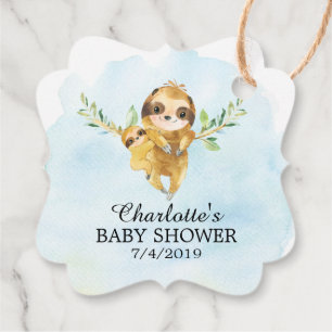 Cute Sloth Baby Shower Favour Gift Tag