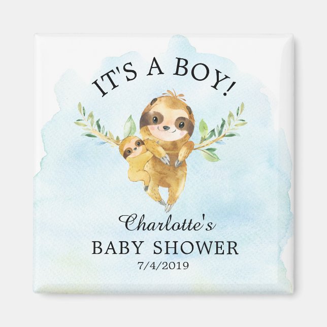 Cute Sloth Baby Shower Favour  Magnet (Front)