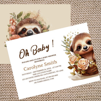 Cute Sloth Baby Shower Invitation