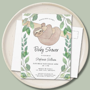 Cute Sloth Baby Shower Invitation Postcard