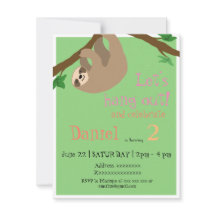 Cute Sloth, birthday party invitation