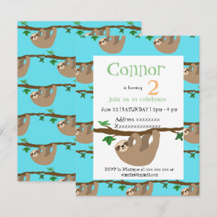 Cute Sloth, birthday party invitation