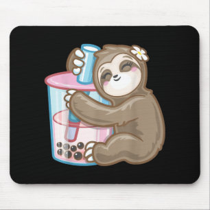 Cute Sloth Boba Bubble Milk Tea Kawaii Girl Food Mouse Mat