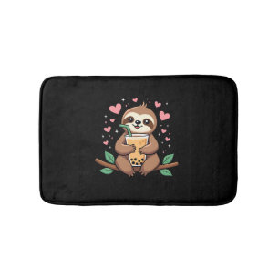 Cute Sloth Boba Bubble Milk Tea Kawaii Women Girls Bath Mat