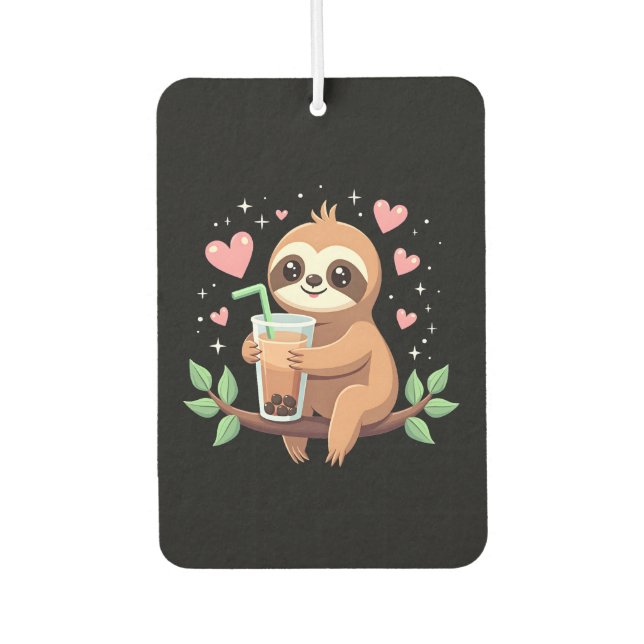 Cute Sloth Boba Bubble Milk Tea Kawaii Women Girls Car Air Freshener (Front)