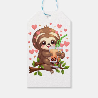 Cute Sloth Boba Bubble Milk Tea Kawaii Women Girls Gift Tags