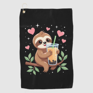 Cute Sloth Boba Bubble Milk Tea Kawaii Women Girls Golf Towel
