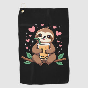 Cute Sloth Boba Bubble Milk Tea Kawaii Women Girls Golf Towel