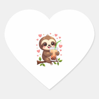 Cute Sloth Boba Bubble Milk Tea Kawaii Women Girls Heart Sticker