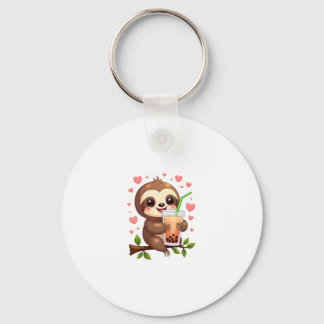 Cute Sloth Boba Bubble Milk Tea Kawaii Women Girls Key Ring