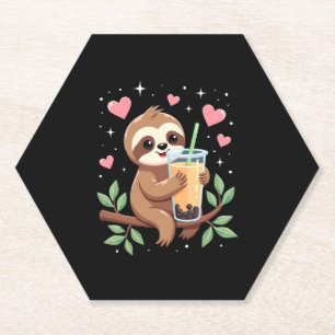 Cute Sloth Boba Bubble Milk Tea Kawaii Women Girls Paper Coaster