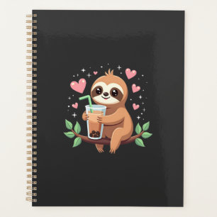 Cute Sloth Boba Bubble Milk Tea Kawaii Women Girls Planner