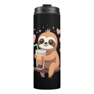 Cute Sloth Boba Bubble Milk Tea Kawaii Women Girls Thermal Tumbler